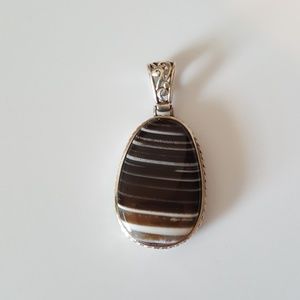 Sterling Banded Agate Pendant